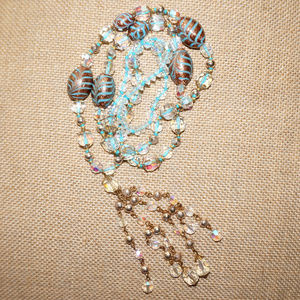 Venetian Aventurine Feather Trade Bead Necklace